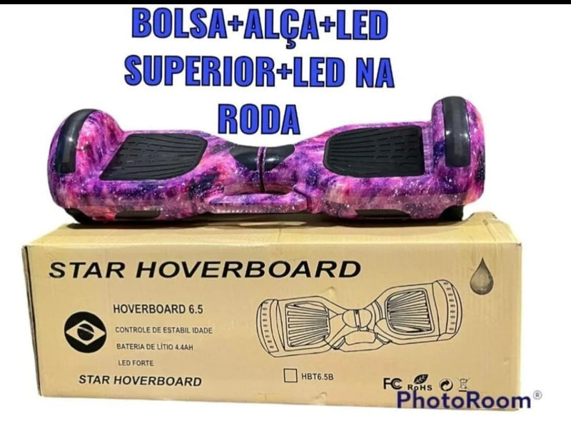 Hoverboard 6.5 Roxo Galáxia Hoverboard Oficial Bluetooth Led Lateral E Frontal