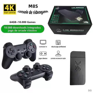 Video Game Stick 4k 10mil Jogos Retro Antigo 2 Controles Sem Fio Console Original Portatil 4K HDMI