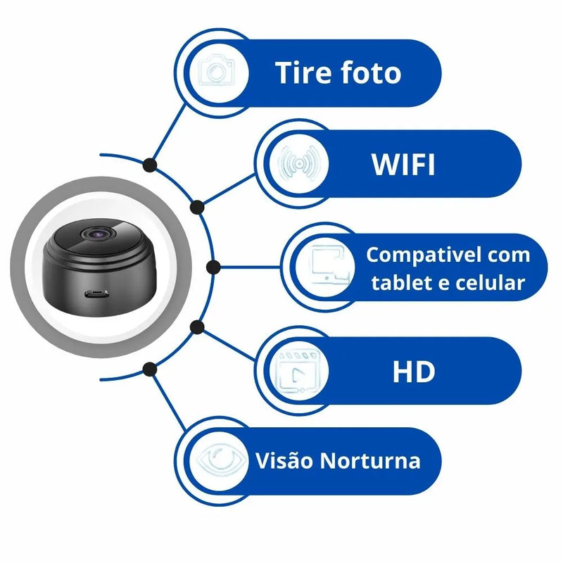 Mini Câmera A9 Original Sem fio 1080p até 2k Monitoramento Segurança campo de perto Visão Noturna