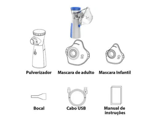 Nebulizador Inalador Ultrassônico Portátil Recarregável